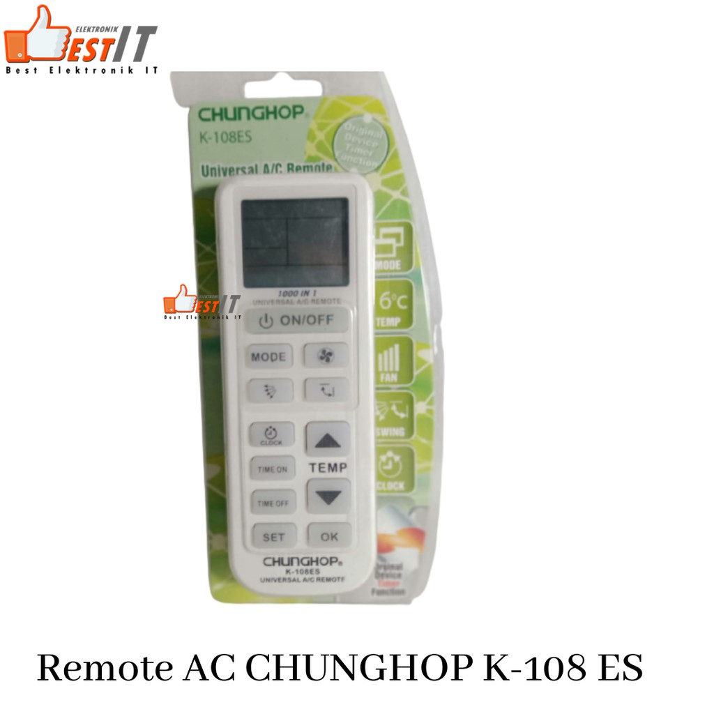 Remote Universal AC CHUNGHOP K-108ES