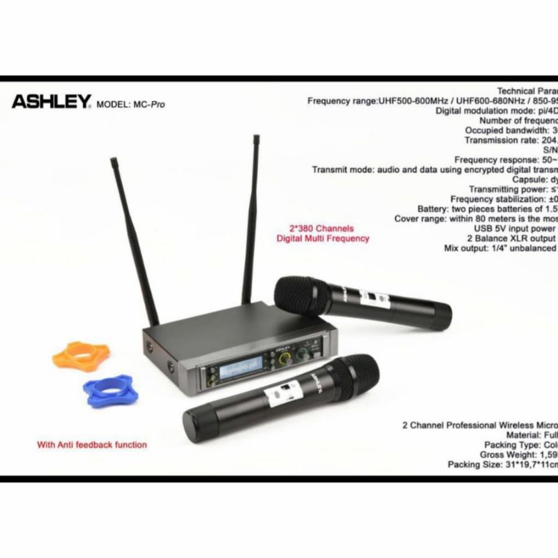 mic wireless ashley MC Pro produk original microphone Ashley