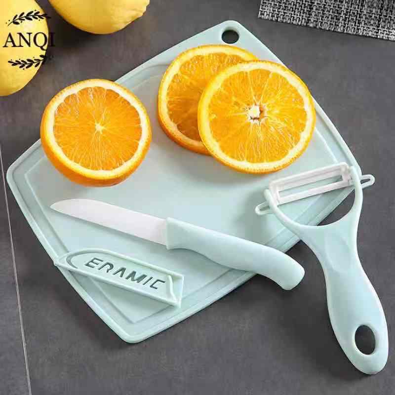 ANQI 1888 Pisau Set Keramik 3 in 1 Talenan Set Knife Set Peeler Buah / RH-2252