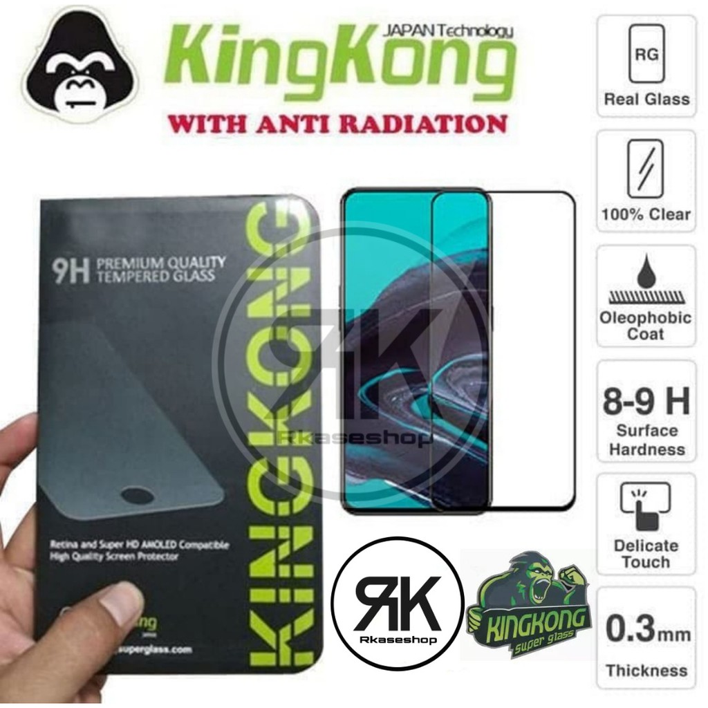 kingkong Tempered glass Full Cover OPPO A92 A52 RENO 4 5 6 7 7z anti gores original