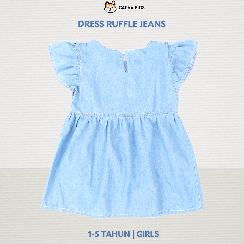 DRESS CARVA ANAK RUFFLE SOFT JEANS BAYI PEREMPUAN RAPUNZEL LUCU IMUT BEST SELLER TERMURAH