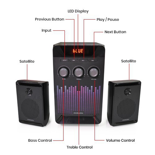 Speaker Bluetooth Simbadda CST 6000N+ Subwoofer Bass Power LED Display RGB Light