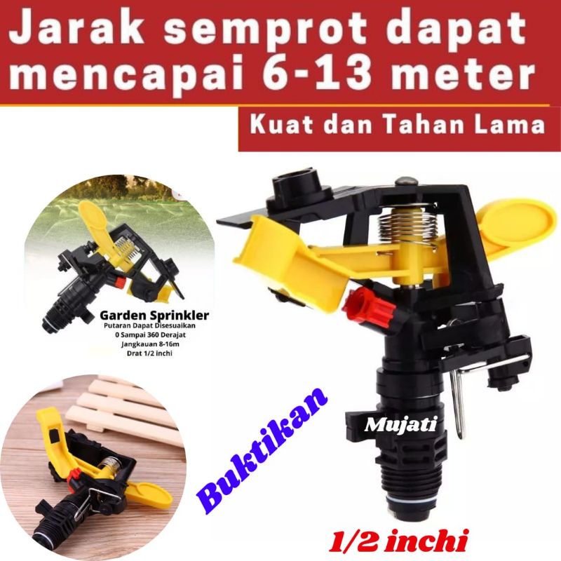 Sprinkler Pertanian Taman Impact Sprayer Pertanian Taman Kebun 1/2 inchi MUJATI