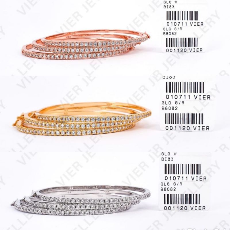 Gelang Bangle (Vier) Replika Berlian Lapis Emas (Diamond)