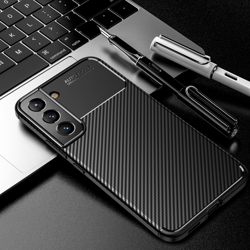 Soft Case Silikon Carbon Fiber Shockproof Cover Samsung Galaxy S22 Ultra S20 FE S21 Plus S21FE S22 Plus