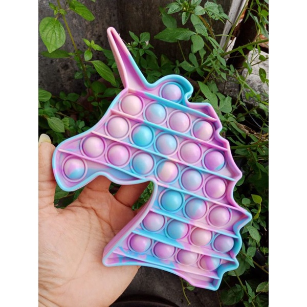 LYSASHOP -  Pop It BESAR AMONG US DINO UNICORN SEGIEMPAT JUMBO RAINBOW PUZZLE MAINAN EDUKASI ANAK-Unicorn Sugus