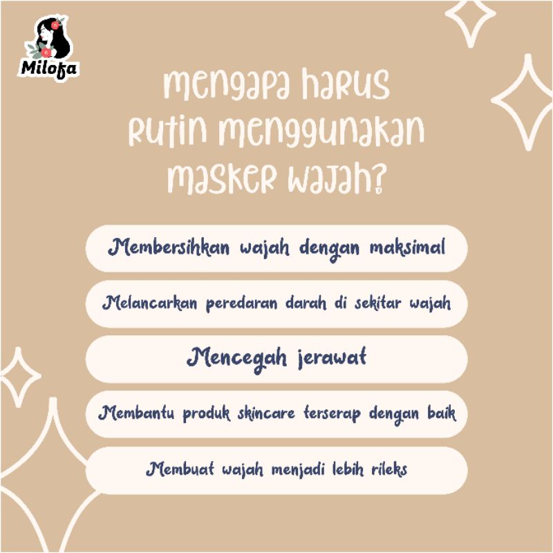 GEN - [BPOM] Masker Organik Milofa 10gr / Travel Size Masker Milofa 10gr / Masker Wajah Anak Organik Milofa 10gr