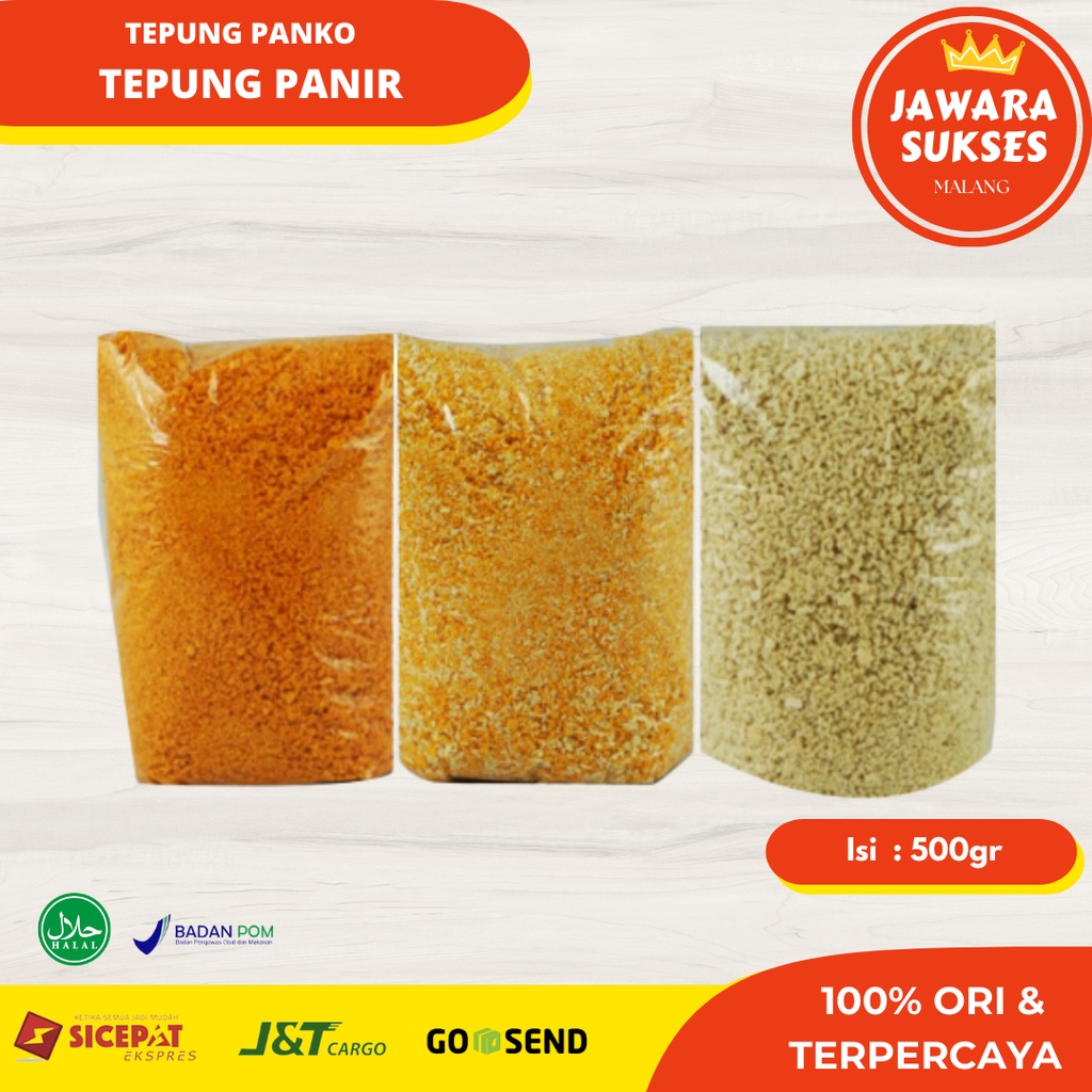 

Tepung Roti Putih 500gr | Panir Mix | Panko Oren | Breadcrumbs