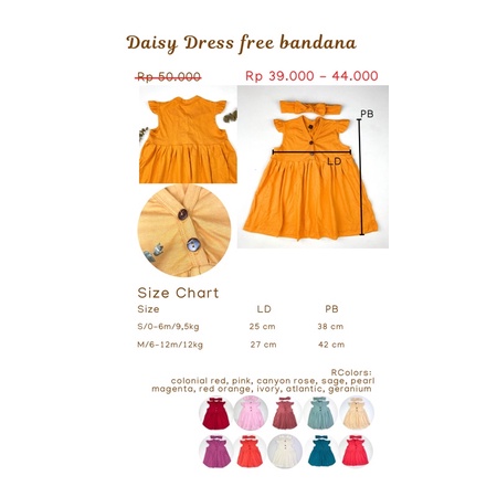 MINIQUIN Daisy Dress + Free Bandana (Baju Bayi Perempuan usia 0 - 18 bulan)