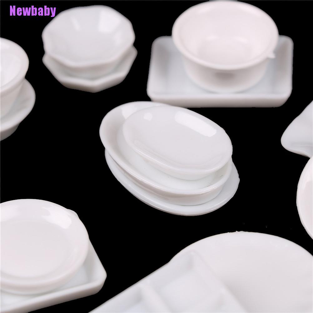 (Newbaby) 18pcs / set Mainan Miniatur Piring Plastik Skala 1: 12 Untuk Aksesoris Rumah Boneka