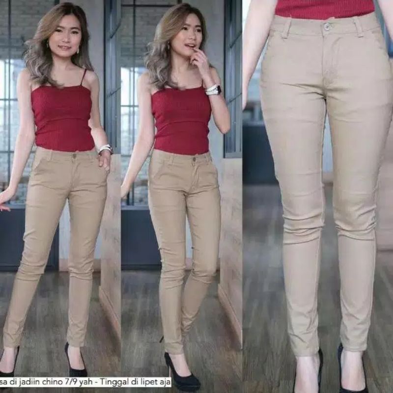 PROMO! Bisa COD celana chinos wanita kerja kantor santai casual baggy pants PREMIUM