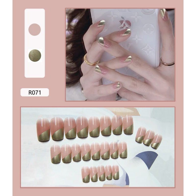 {R061-R079} Kuku palsu fake nail art kode R [isi 24pcs + lem + box] kuku palsu R-Fake nail art R