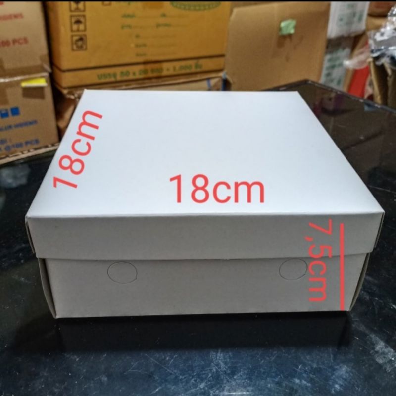 Kotak Dus Nasi 18x18 Polos / Motif isi 50pcs / Box Kardus Tempat Makan Nasi Sayur Lauk