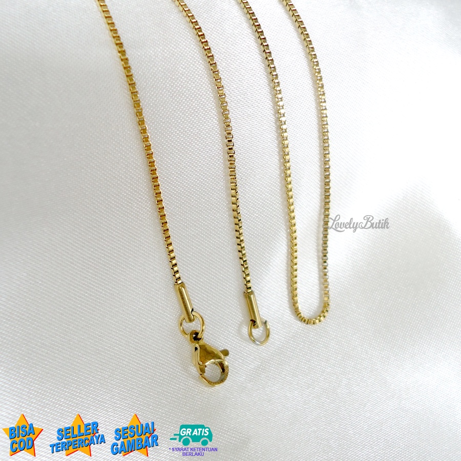 Lovelybutik Kalung Titanium Anti Karat Rantai Kalung Wanita Pria Titanium Model Terbaru Rantai Italy Milano Panjang Rantai 45 Cm