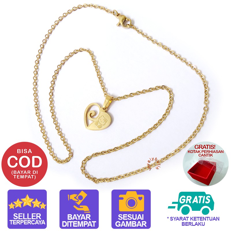 Lovelybutik Kalung Titanium Anti Karat My Cutie Kalung Titanium Wanita BONUS KOTAK PERHIASAN