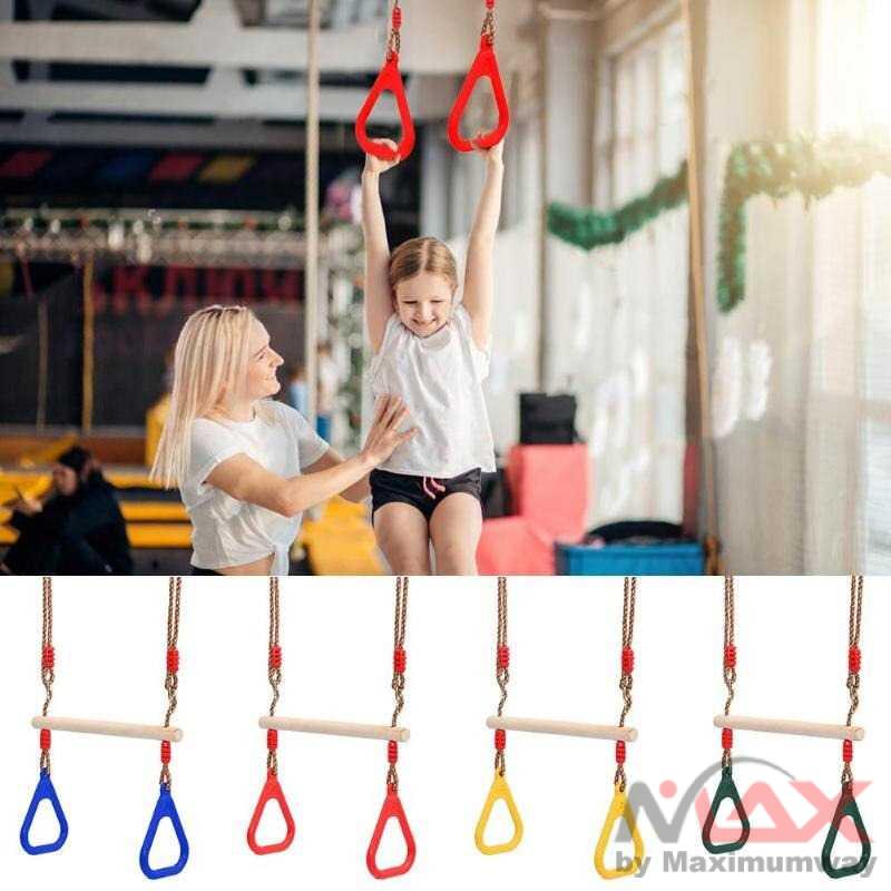 Mainan anak tali gelantungan ayunan mainan anak TK memperkuat otot mainan olahraga outdoor Mainan Anak Gym &amp; Playmats COOLPLAY Mainan Pull Up Anak Children Rope Swing Playground  Kids Adult Indoor Outdoor Wooden Trapeze Swing Bar with Plastic Rings