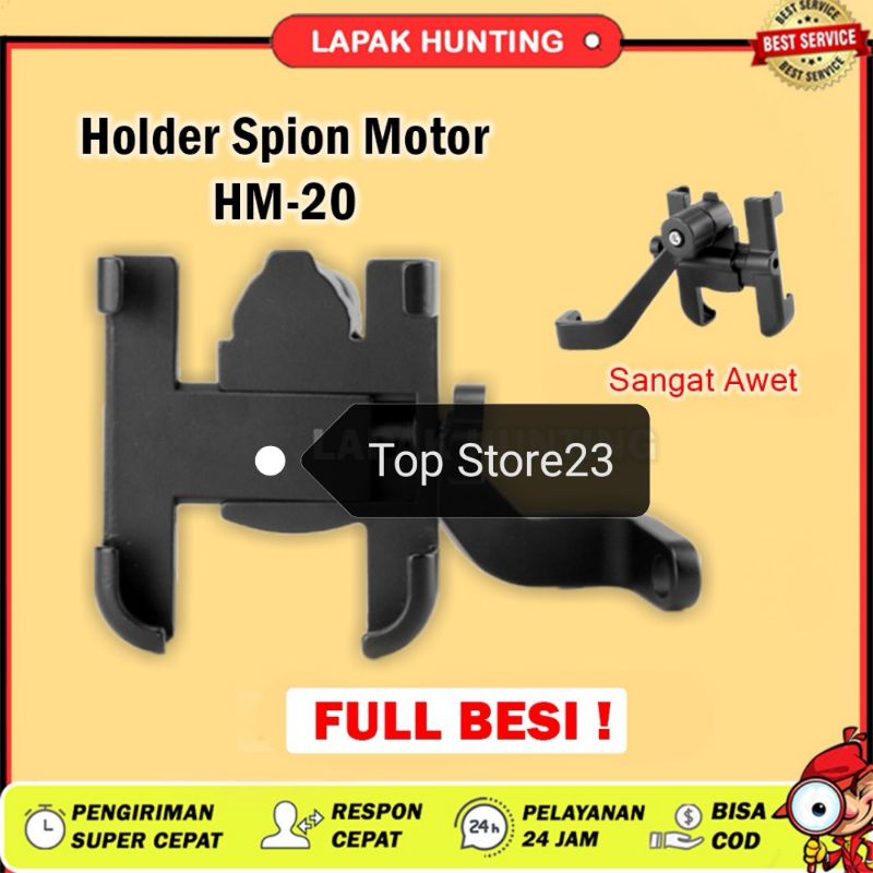 HOLDER HP MOTOR SPION BESI KUAT HM20 PHONE HOLDER MOTOR SPION DUDUKAN HP MOTOR UNIVERSAL HOLDER MOTOR OJOLHolder/ Hp Motor HM20 Bahan Besi Universal Phone Holder Breket Sepeda Motor