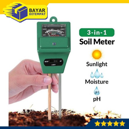 3 in1 PH Tanah KOTAK, Kelembaban, Cahaya Soil, Moisture, Light Meter Alat Ukut Berkebun