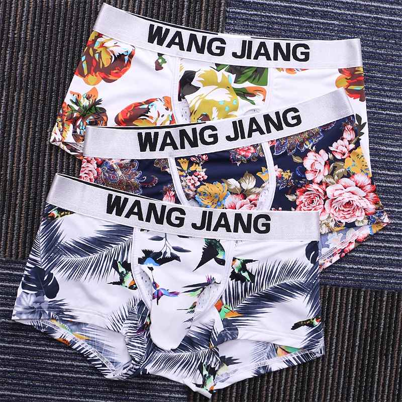 Wangjiang Underwear Men Boxer Shorts Ice Silk Scrotum Mesh Breathable Boxershorts Big Penis Bag Sepa