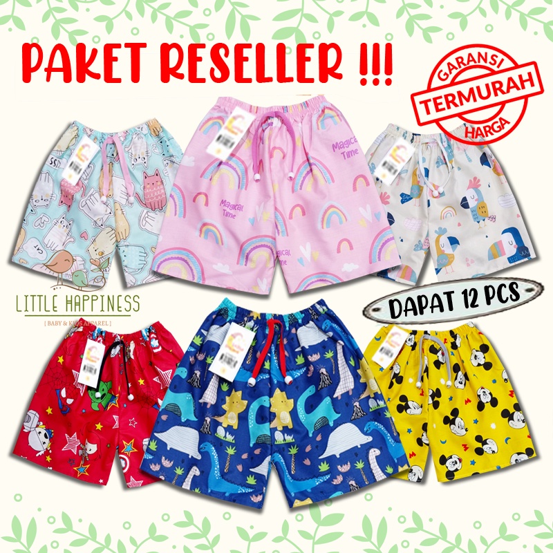 PAKET 12 PCS Celana Pendek Anak Katun Catra 6bln - 10th / Celana Pendek Anak Karakter