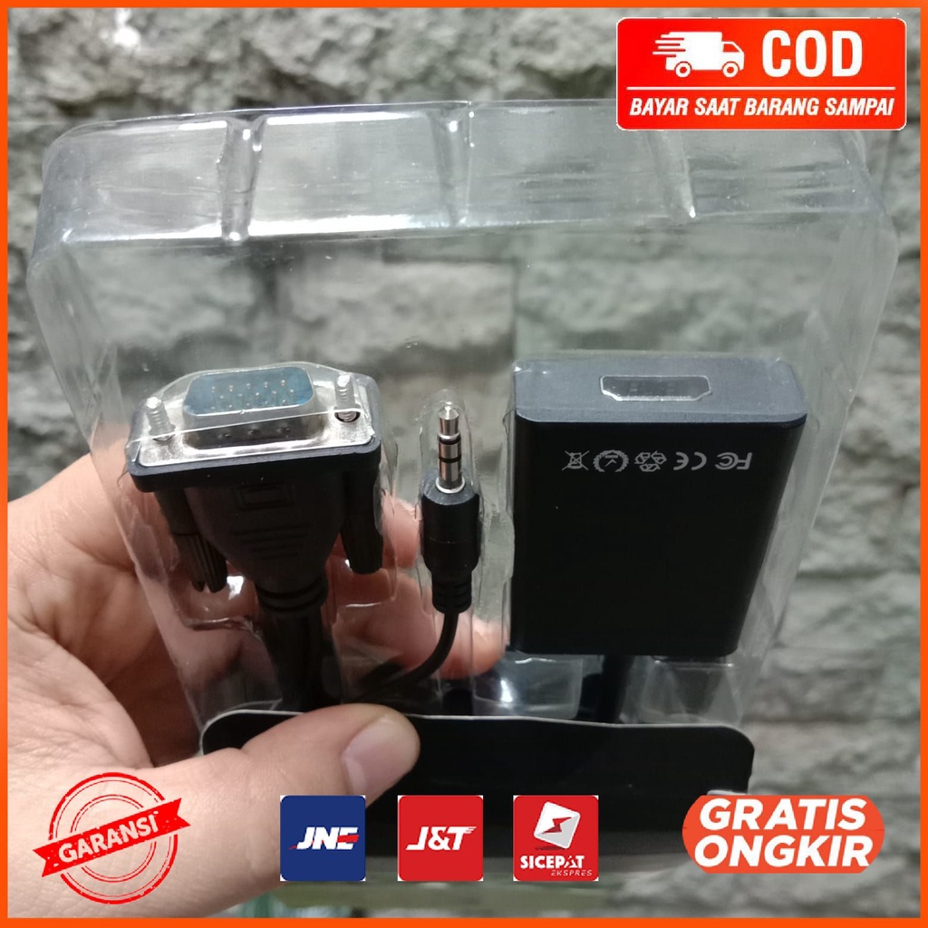 Kabel Adapter Converter VGA ke HDMI 1080P dengan Audio