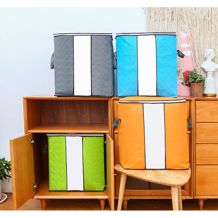 [TOYOU SHOP T04] BAMBOO STORAGE BOX | ORGANIZER BAG | TEMPAT PENYIMPANAN PAKAIAN DAN SELIMUT | TAS PENYIMPANAN | BERDIRI