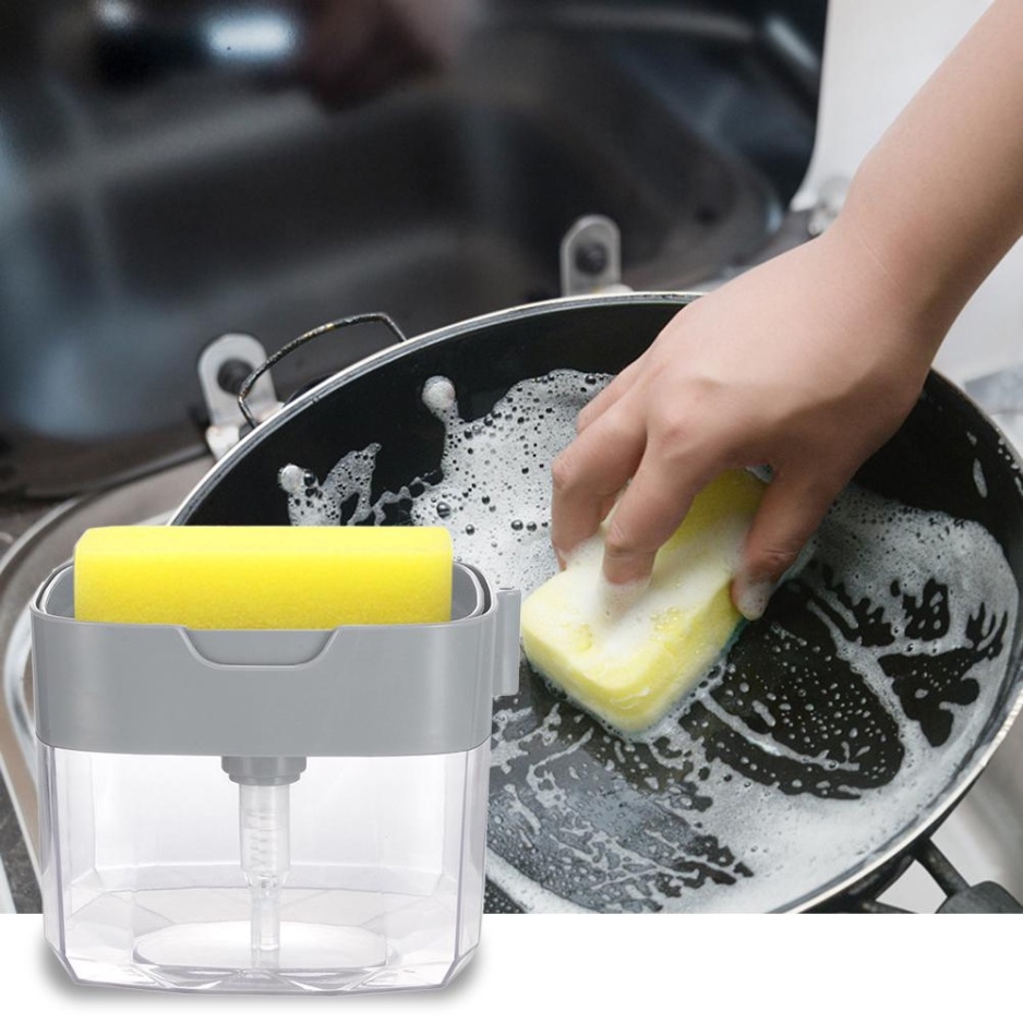 Dispenser Sabun Cuci Piring Tempat Sabun Cuci Piring 2 in 1