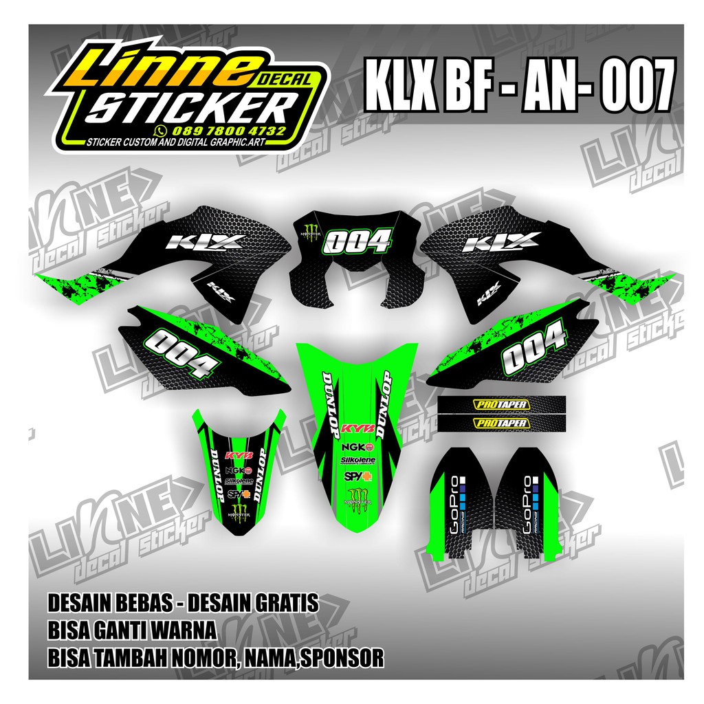 Decal Klx Bf 150-Dekal stiker klx Bf 150 hijau