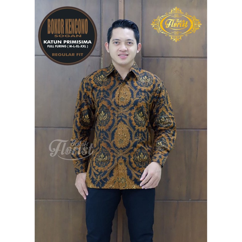 BOKOR KENCONO SOGAN Kemeja Batik Pria Reguler Fit Katun Primisima Full Furing