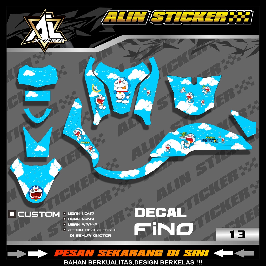 13 Decal Fino Doraemon - Decal Custom Yamaha Fino Premium full Body Dasbor