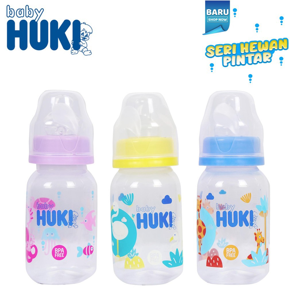 HUKI Baby CI0328 Botol Susu Huki PP SP Round 120ml Huki Botol Susu Gepeng 120ml-BELLA SHOP