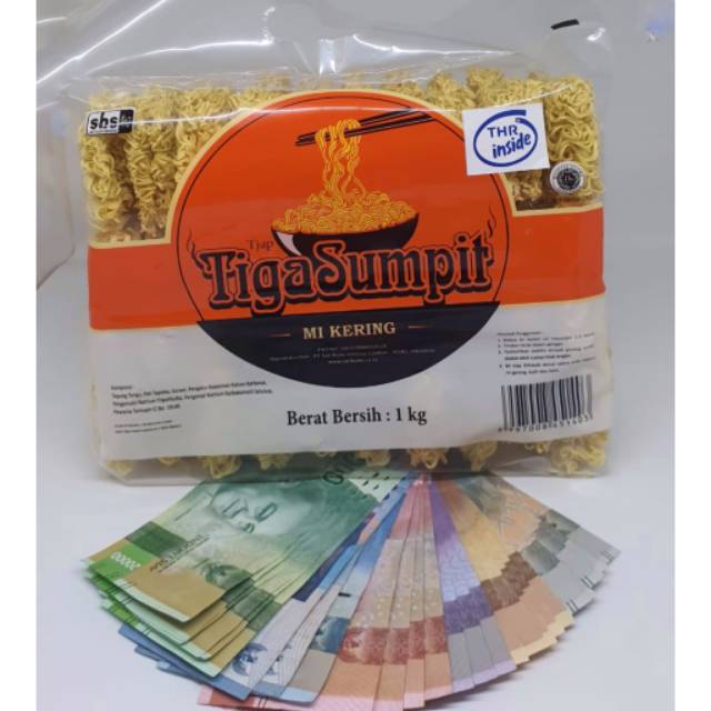 

Mie Telor Kering Tiga Sumpit 1Kg Isi 30 Keping