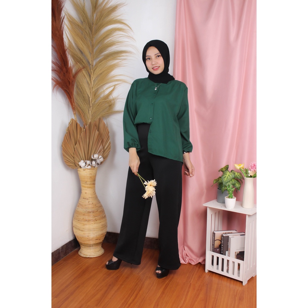 BEFAST - ZRX OOTD Blouse Wanita NIRE / Hanmi Top / Blouse Wanita / Blouse Kekiniaan Remaja Wanita / Blouse Lengan panjang / Blouse Polos Casual / Fashion wanita Kerja / Terlaris