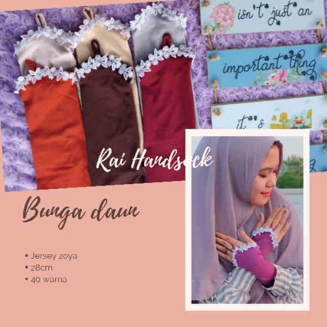 HANDSOCK CINCIN RENDA BUNGA DAUN (renda putih)