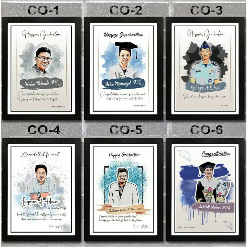 FRAME FOTO (Desain + Cetak + Frame) WISUDA/l ULANG TAHUN/ ANNIVERSARY dll