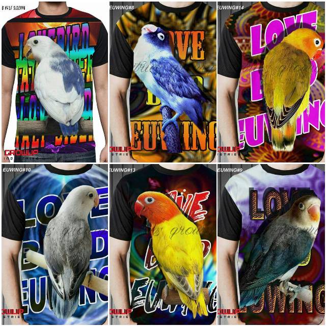 KAOS KICAU MANIA BAJU KICAU MANIA KAOS BAJU KICAU MANIA 3D PRINTING KAOS GAMBAR BURUNG BAJU LOVEBIRD