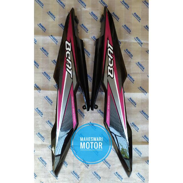 Cover Body Belakang Honda Beat New eSP CBS ISS 2017 Hitam plus Striping.