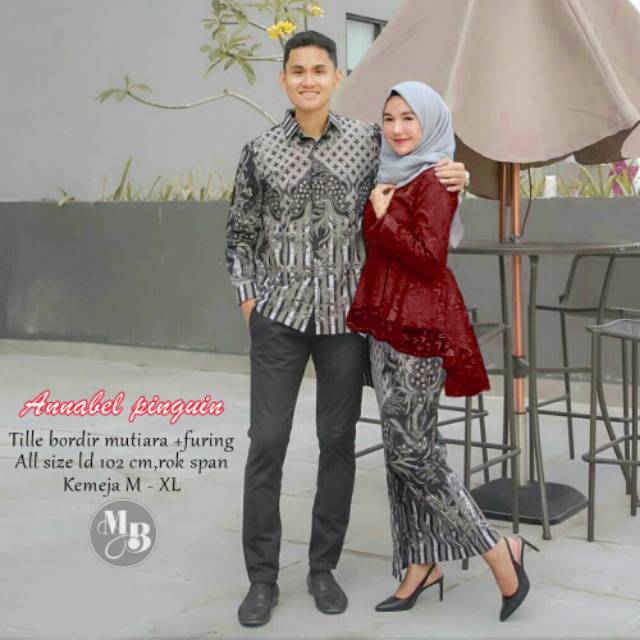 Baju Cople Annabel Pinguin Original Seno Estu - Baju batik Cople -Batik Cople Brukat Tille Mutiara