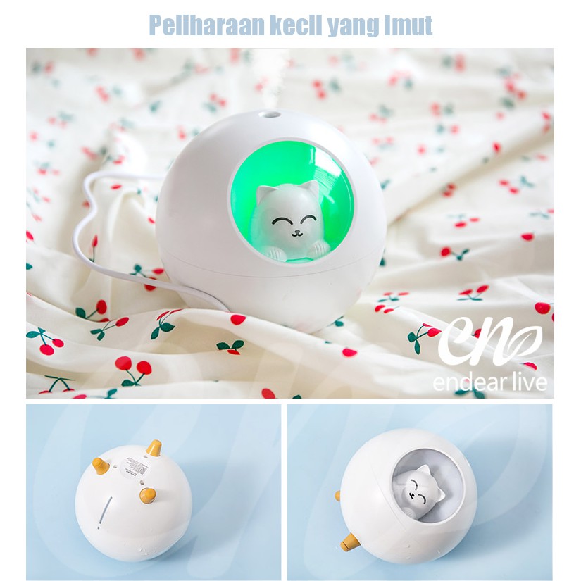 [endear]100% ORI anak kucing Humidifier 220ML Essential Oil Diffuser Aroma Terapi Pengharum Ruangan-3