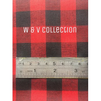 Kain Kotak merah hitam 2cm lebar 150cm.