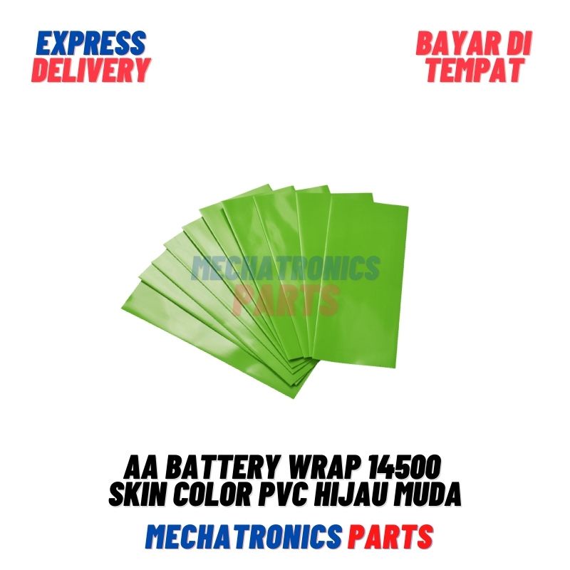 AA Battery Wrap 14500 Skin Color Warna Plastik Baterai Bungkus PVC Hijau Muda