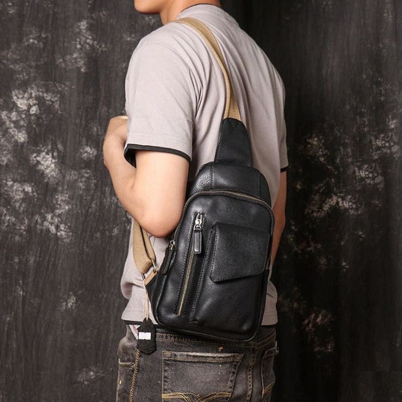 Tas Selempang Pria Kulit Murah Anti Air - Chino Bag bonus dompet dan Jam LED atau Headset