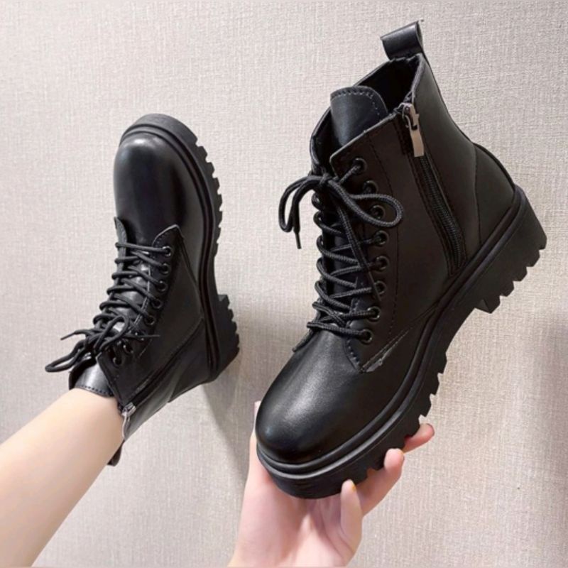 Boots Korea Hitam - Fair Look | Sepatu Boots Zipper Pria/Wanita Traveling Fashion show