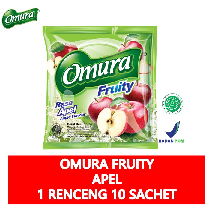 [MINUMAN SACHET] Powder Drink Omura Fruity Rasa Apel (1 Renceng)