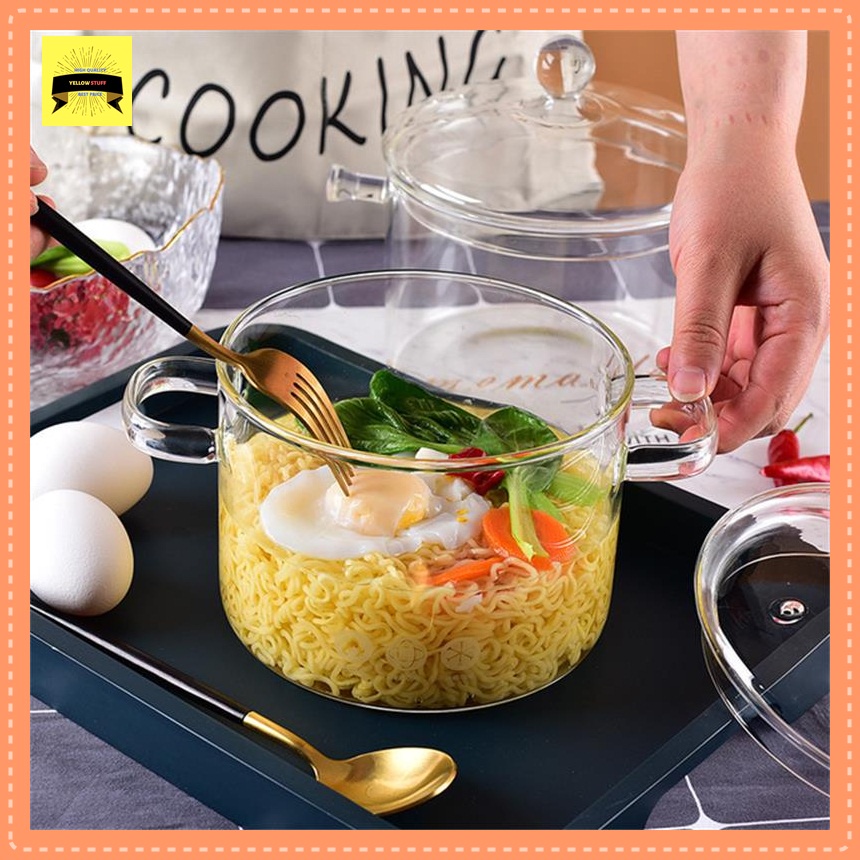 Panci Kaca Tahan Panas Panci Sayur Glass Cooking Pot Panci Masak Panci Sop Panci Kaca 1,5 L Panci Sa