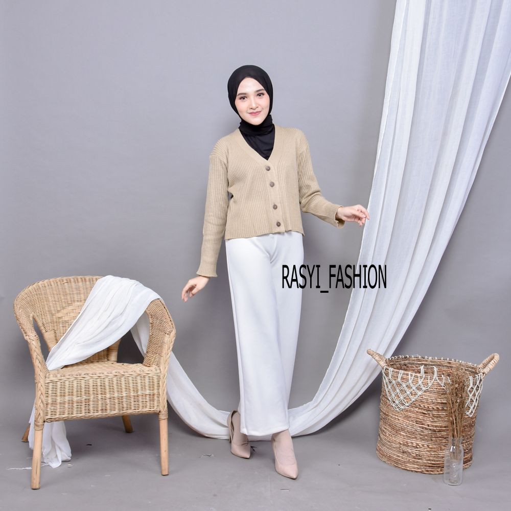 Cardigan Rajut Crop Premium Kancing Batok Murah Size L