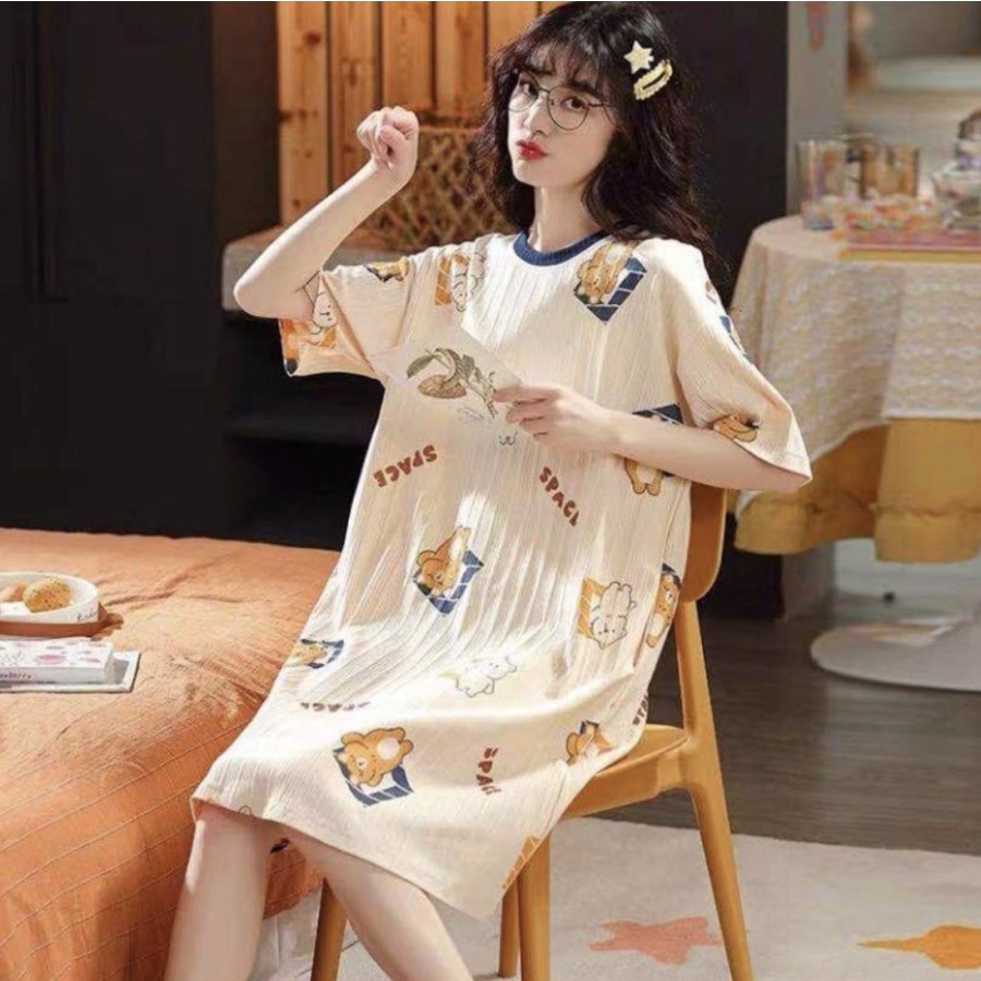 PAJAMAS WANITA KAOS KATUN MOTIF DASTER IMPORT PREMIUM BIGSIZE M-2XL