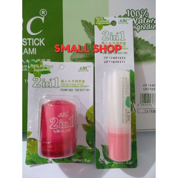 (Original) MENTHOL INHALER Obat Gosok ABC 2in1 KECIL 8gr + ABC STICK 3gr Exp Lama Termurah
