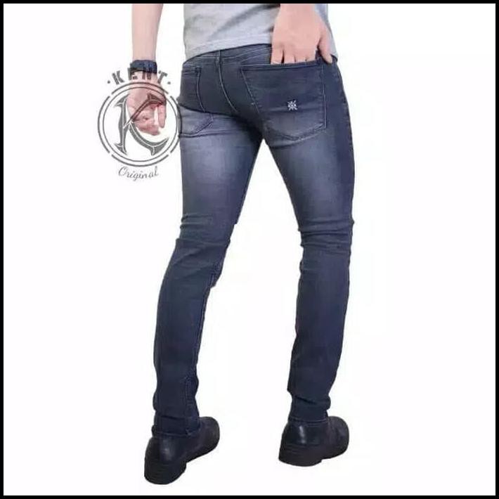 X2L8 CELANA JEANS PRIA ORIGINAL CELANA PANJANG DENIM SLIM FIT PENSIL KEREN - DARKGREY, S ULLX