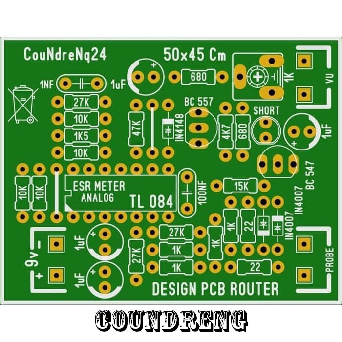 Pcb Esr Meter Analog TL084CN -- Pcb Komponen Tester TL 084 CN